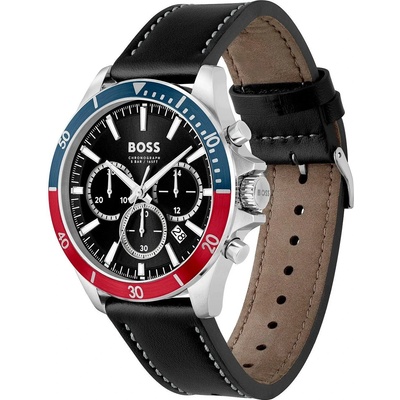 HUGO BOSS Мъжки часовник Hugo Boss Troper 1514099, Кожена каишка, Черен (HB1514099)