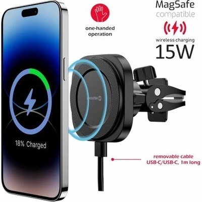 SWISSTEN MagStick COMPACT MAGNETIC CAR HOLDER WITH WIRELESS CHARGER 15W/7,5W(MagSafe compatible)