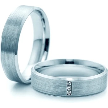 Image 1 of SAVICKI Сватбени халки: бяло злато, скосени. 5 мм