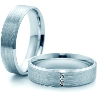 SAVICKI Сватбени халки: бяло злато, скосени. 5 мм