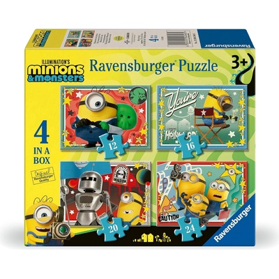 Ravensburger Детски пъзел Ravensburger 4 в 1 - Миньони и чудовища (12004348)