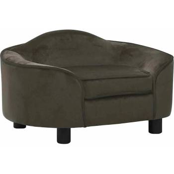 vidaXL Кучешки диван, тъмносив, 67x47x36 см, плюш (171087)