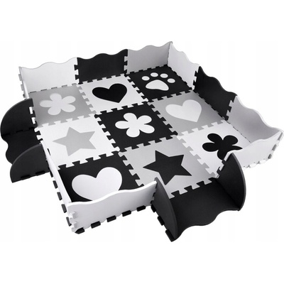 JOKO Detské Penové Puzzle 16ks Penová ohrádka 2v1 čierno-biela