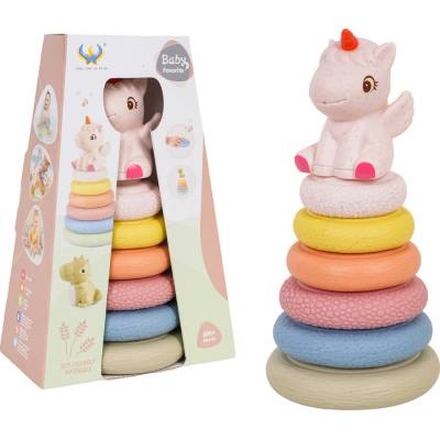 RKToys Senzorická pyramida Jednorožec 6 kroužků