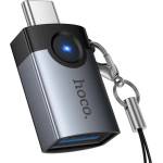 hoco. Адаптер HOCO UA46C Type-C - USB гнездо, OTG, ТЪМНОСИВО (UA46C)