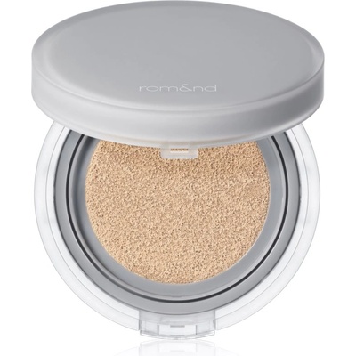 rom&nd Nu Zero Cushion лек защитен фон дьо тен в гъба за озаряване на лицето цвят 03 Natural 21 15 гр