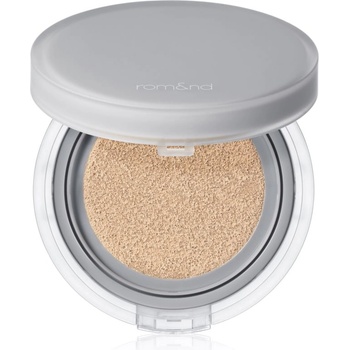rom&nd Nu Zero Cushion лек защитен фон дьо тен в гъба за озаряване на лицето цвят 03 Natural 21 15 гр