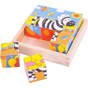 Bigjigs Toys Дървени кубчета Bigjigs - Сафари (BJ512)