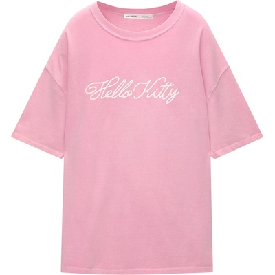 Pull&Bear Тениска 'HELLO KITTY' розово, размер S