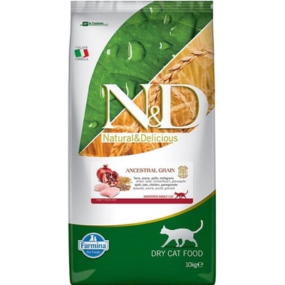 N&D Ancestral Grain Cat Neutered Chicken & Pomegranate 10 kg