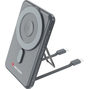 Verbatim Външна батерия /power bank/ Verbatim Charge 'n' Go Two Cable, 5000mAh, сива, 2x USB-C вградени кабели, безжично зареждане, 20W, PD 3.0 (VERBATIM-32251)