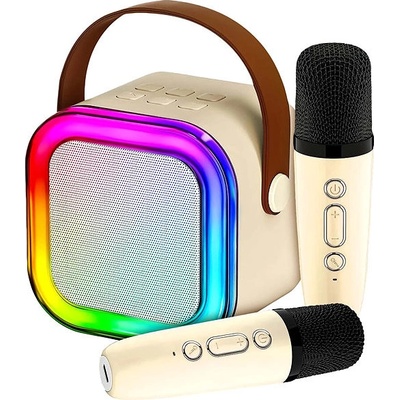 MG Sing Set Bluetooth karaoke mikrofony reproduktor béžový