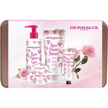 Dermacol Flower Care Rose telové maslo 75 ml + krém na ruky 30 ml + sprchový krém 200 ml darčeková sada