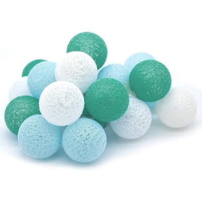 Tronje 20 Светещи LED памучни топки бяло-синьо 6 см