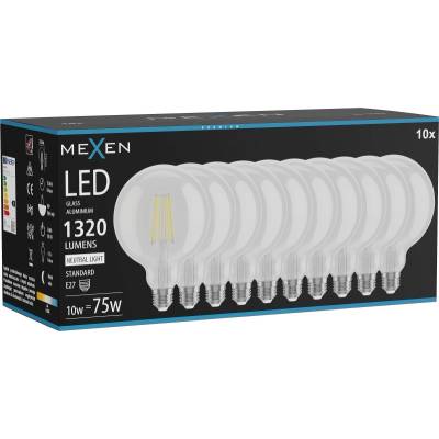 Mexen Vintis 10x LED крушка с нажежаема жичка E27, G125, 10W, Неутрална - 4000K, 1320 lm, (L158-E27-1040-00x10)