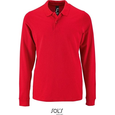Sol's Perfect LSL Men pánske polo s dlhým rukávom červené