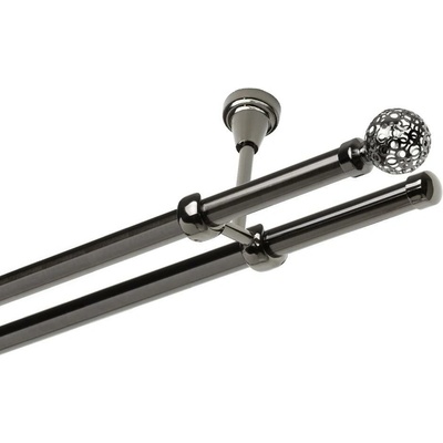 OK-GarnýžeCZ - Garnýž kovová dvouřadá 19mm Koule retro onyx 310 cm do stropu / na tunýlek - bez kroužků