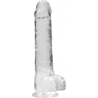 RealRock Realistic Dildo With Balls 10' 25,4 Cm Klasické dildo s přísavkou průhledné Průhledný