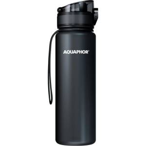 Aquaphor Филтрираща бутилка за вода Aquaphor City 160043, 500 мл, Тритан, Активен въглен, Aqualen, Заключващ се капак, Черен (160043)