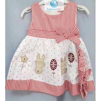 Myrat Baby Бебешка рокля райе, червено + диадема