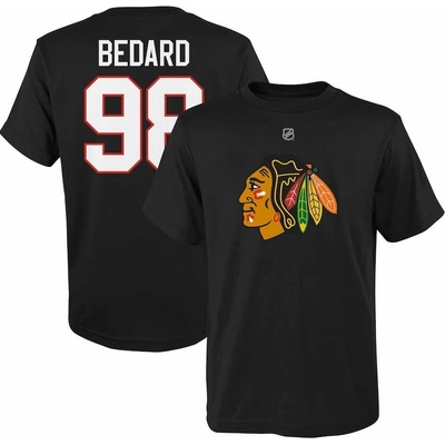 Outerstuff detské tričko Connor Bedard #98 Chicago Blackhawks Player Name & Number Black