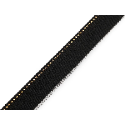 Prima-obchod Paspulka všívací s broušenými kamínky a tylem šíře 15; 20 mm, barva 1 (15 mm) černá
