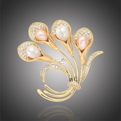 Éternelle brož se sladkovodními perlami a zirkony Maddalena B2198 zlatá