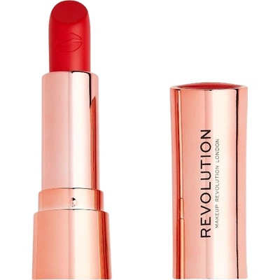 Revolution Beauty Satin Kiss Червило за устни Decadence Red, 3.5 g