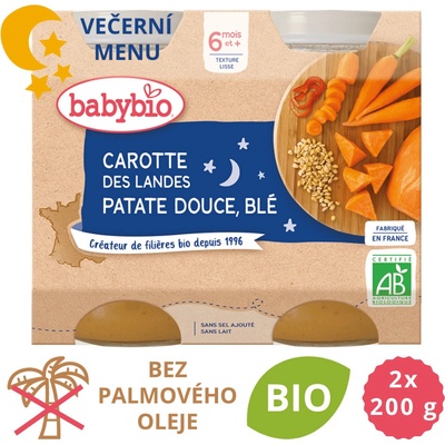 Babybio Mrkev sladké brambory a pšenice 2 x 200 g