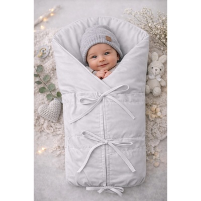 Baby Nellys Klasická retro zavinovačka NATURE šněrovací s výplní šedá