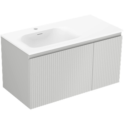 Mexen Rivel баня 90 см с мивка Vela лява, 1S, 1D, оребрена, сиво мат/бяло мат - 91A23-09047-3-BBFF62-W23L01 (91A23-09047-3-BBFF62-W23L01)