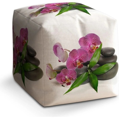 Sablio Taburet Cube Orchideje a kameny: 40x40x40 cm