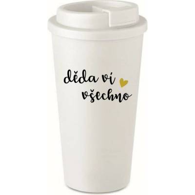 Giftela DĚDA VÍ VŠECHNO bílý termohrnek 475 ml