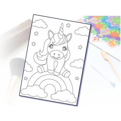Radost v písku Šablona na pískování jednorožec na duze A5 148 x 210 mm – Zboží Mobilmania