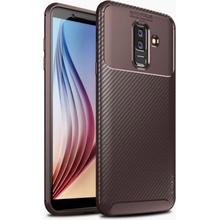 Pouzdro Ipaky plastové s texturou karbonu Samsung Galaxy A6 Plus 2018 hnědé