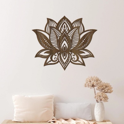 dřevo života Dřevěná mandala na zeď PLOVOUCÍ KVĚT Rozměry (cm): 95x80, Zvolte barvu dekoru: Ořech