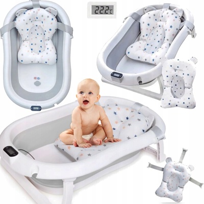 Primabobo Skládací vana Premium s teploměrem a polštářkem Grey – Zboží Dáma