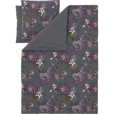 Livarno povlečení z mikrovláknitého saténu květiny/šedá 140x200 70x90 – Zboží Dáma