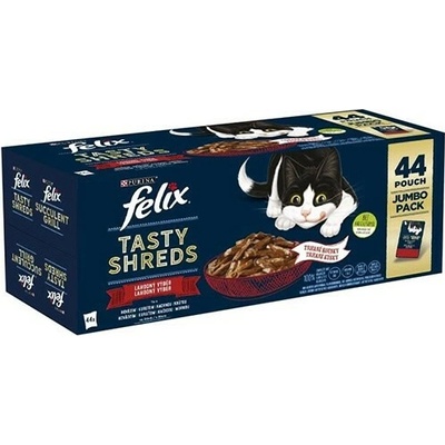 Felix TASTY SHREDS hovädzie, kuracie, kačacie, morčacie v šťave 44x80 g