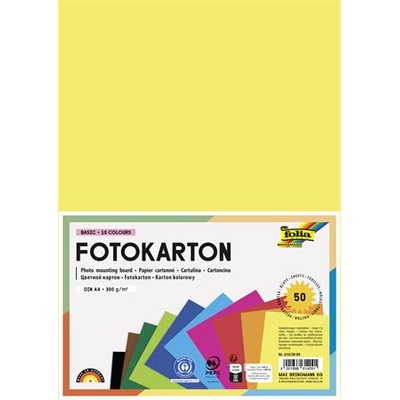 FOLIA Декоративен картон, 2 страници, A4, 300 g, 10x5 листа, FOLIA, смесени цветове 614/5009 (614/5009)