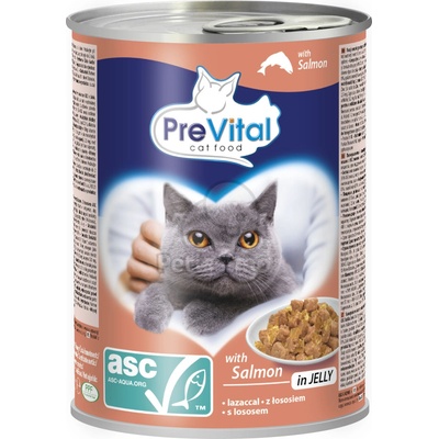 PreVital мокра храна за котки - ASC сьомга в аспик 12 x 415 г
