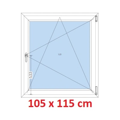 Soft Plastové okno 1050 x 1150 mm otevíravé a sklopné Ořech
