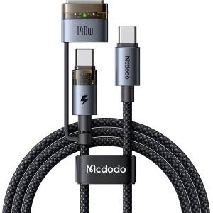 Mcdodo Кабел за данни 2 в 1 Mcdodo (CA-8860) - Type-C към USB-C + MagSafe 3, 240W, LED индикатор, 2m - Черен
