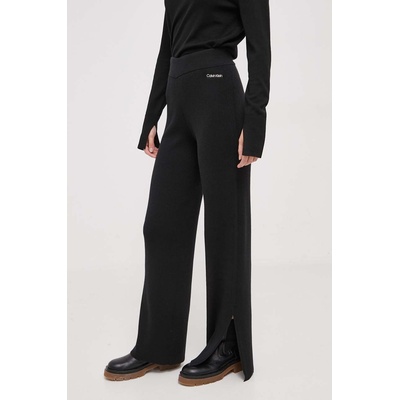 Calvin Klein Панталон с вълна Calvin Klein в черно с широка каройка, с висока талия (K20K206023)
