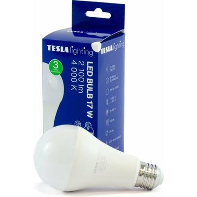 Tesla LED žiarovka LED žiarovka BULB E27, 17W, 230V, 2100lm, 25 000h, 4000K denná biela 220st