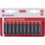 Verbatim ALKALINE BATTERY AA 20 PACK (HANGCARD) (49877) - gtcomputers