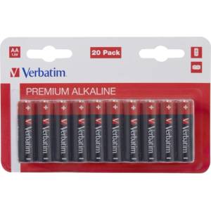 Verbatim ALKALINE BATTERY AA 20 PACK (HANGCARD) (49877) - gtcomputers