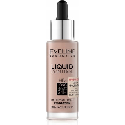 Eveline Cosmetics Liquid Control tekutý make-up s pipetou 025 Light Rose 32 ml