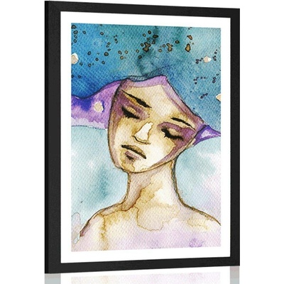 Plakát s paspartou měsíční víla - 60x90 black
