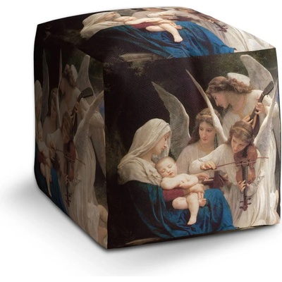 Sablio Taburet Kocka Panna s anděly - William-Adolphe Bouguereau: 40x40x40 cm